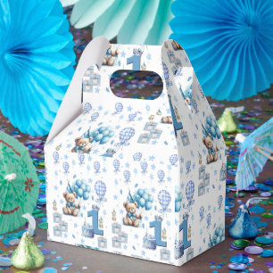 1st. Birthday Teddy Bear Blue Gable Favour Box 