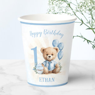1st Birthday Teddy Bear Party Paper cups