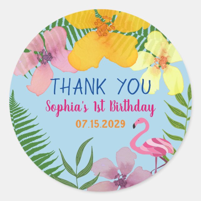 1st Birthday Thank You Classic Round Sticker (Front)