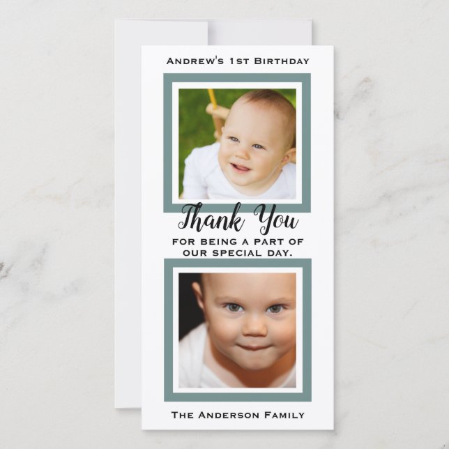 1st Birthday Thank You Photo (Front)
