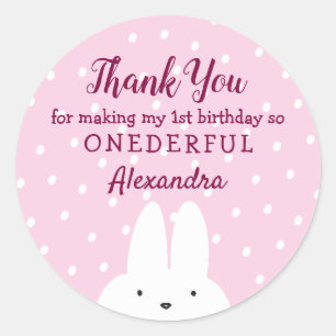 1st Birthday Thank You Winter Onederland Pink Classic Round Sticker