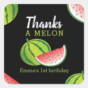 1st Birthday Thanks a Melon Square Sticker