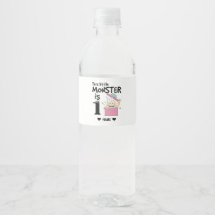 1st Birthday - This Little Monster is One Water Bottle Label