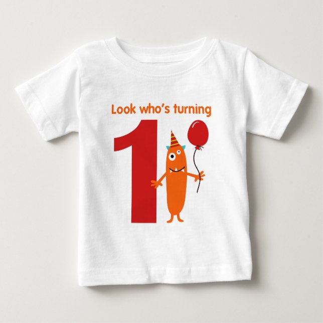 1st Birthday Tshirt Cute Monster (Front)