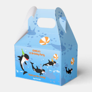 1st birthday under the sea orca whale baby girl favor box