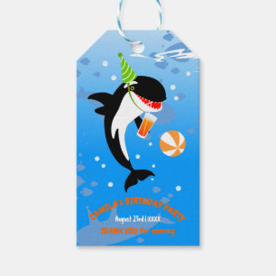 1st birthday under the sea orca whale baby girl gift tags