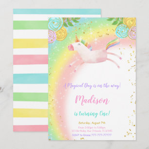 1st Birthday Unicorn Invitation