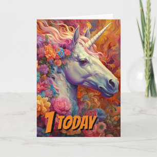 1st Birthday Unicorn party Card