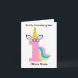 1st Birthday Unicorn Pink Granddaughter Birthday Card<br><div class="desc">1st Birthday Unicorn Pink Granddaughter Birthday Card</div>