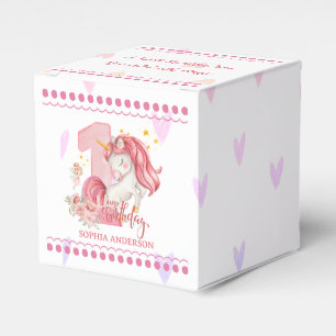 1st Birthday Unicorn Pink Little Girl Favor Box