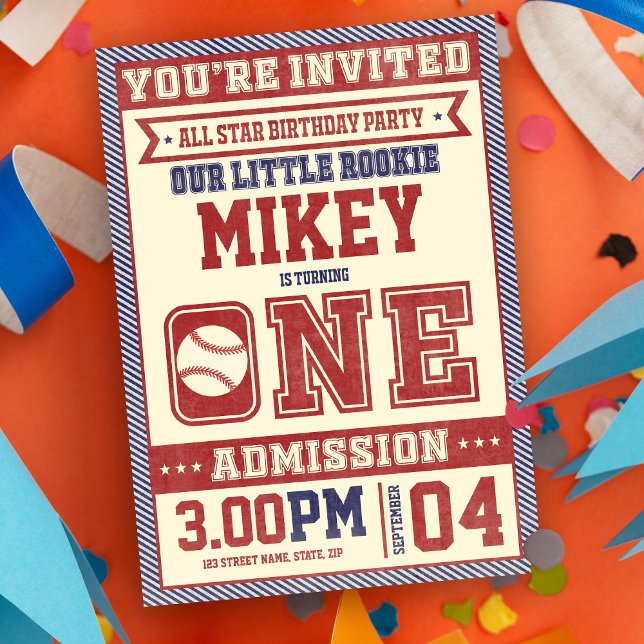 1st Birthday Vintage Baseball Invite (Creator Uploaded)