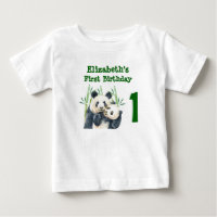 1st Birthday Watercolor Panda Bears Watercolor