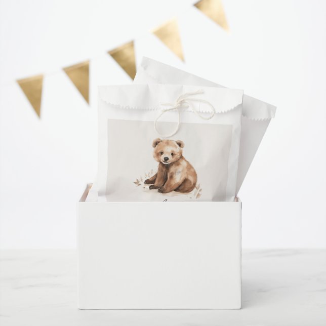 1st Birthday Wild One bear modern elegant party Favour Bag (Party)