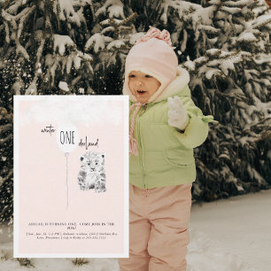 1st Birthday Winter Wonderland Leopard Birthday  Invitation