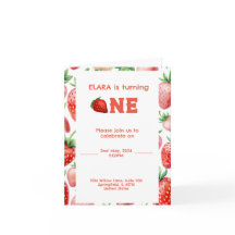 1st birthday with strawberry frame pattern