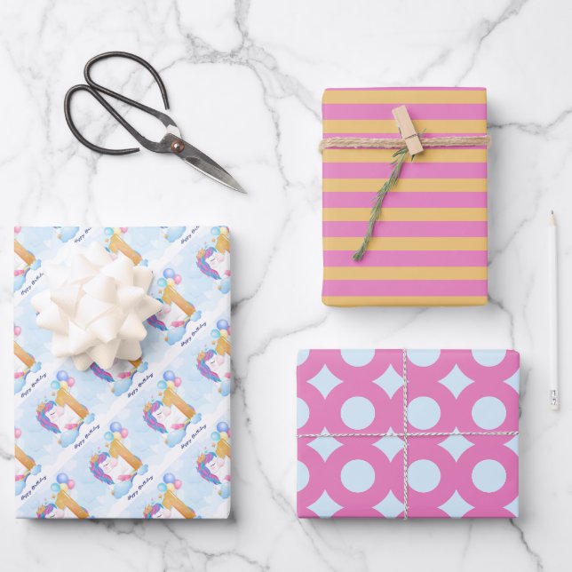 1st Birthday Wrapping Paper Sheets (Front)