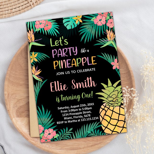 1st Black Orange Green Pineapple Invitations (1st Black Orange Green Pineapple Invitations)