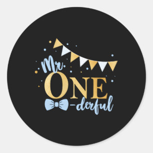 1St Blue-Gold Little Mr One-Derful Py Classic Round Sticker