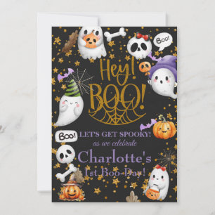 1st Boo-day Girls Halloween Birthday Party Invitation