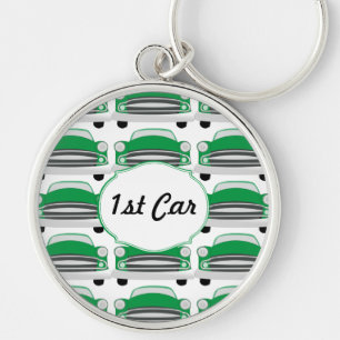 1st Car Green Classic Car Keychain
