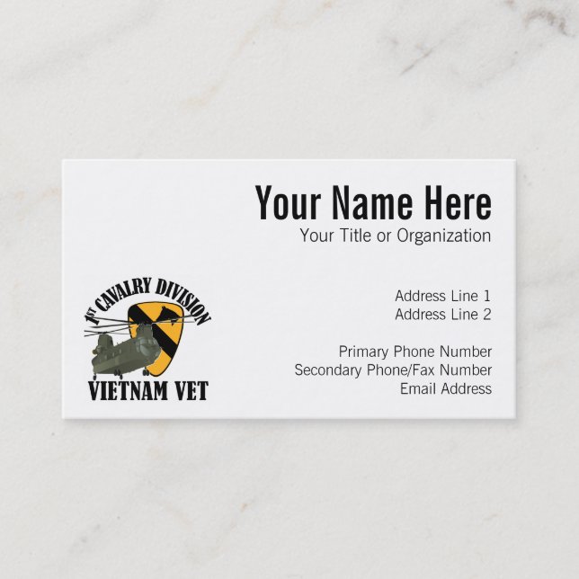 1st Cav Vietnam Vet - CH-47 Business Card (Front)