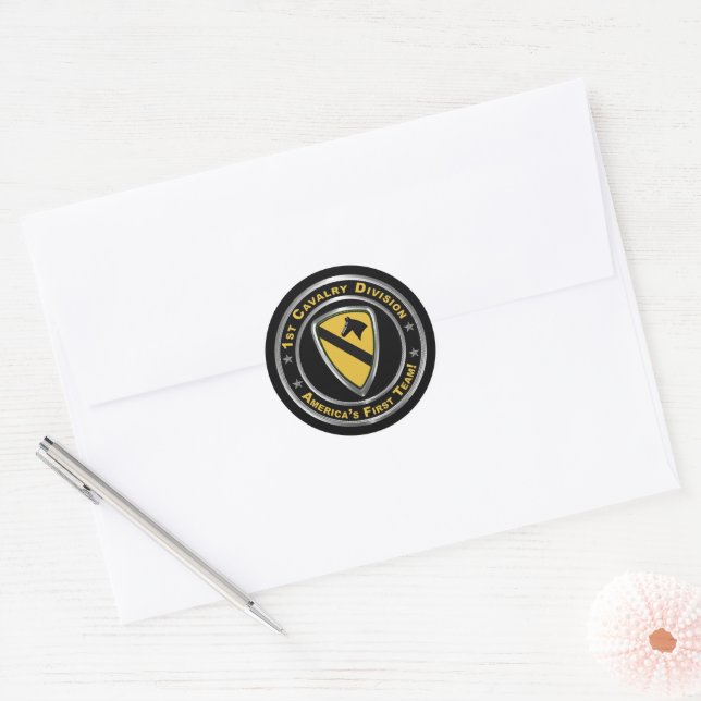 1st Cavalry Division 1st CAV Classic Round Sticker (Envelope)