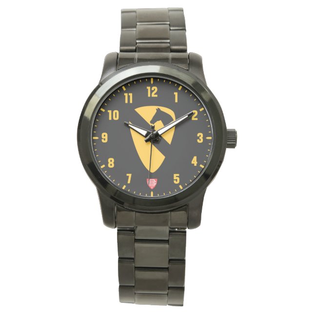 1st Cavalry Division Black Stainless Steel Watch (Front)