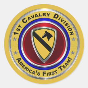 1st Cavalry Division “First Team” Classic Round Sticker