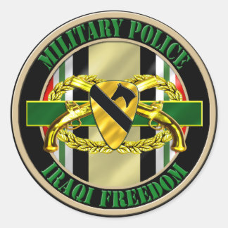 1st Cavalry Division Military Police OIF Classic Round Sticker
