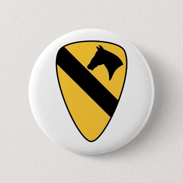 1st Cavalry Division Patch Patriotic 2 Inch Round Button (Front)