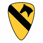 1st Cavalry Division Patch Patriotic Standing Photo Sculpture<br><div class="desc">1st Cavalry Division Patriotic military patch. Use the simple editing tool to change the background color to your liking and add text to personalize this product!</div>