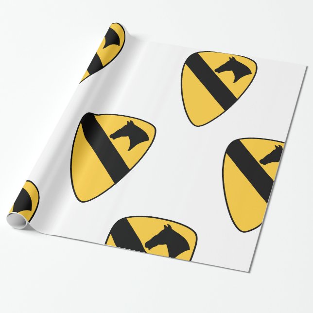 1st Cavalry Division Patch Patriotic Wrapping Paper (Unrolled)