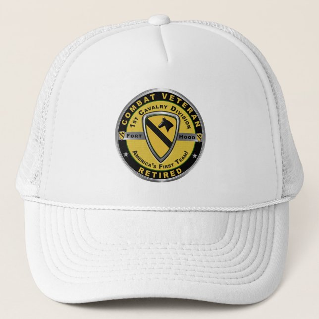 1st Cavalry Division Retired Veteran Trucker Hat (Front)