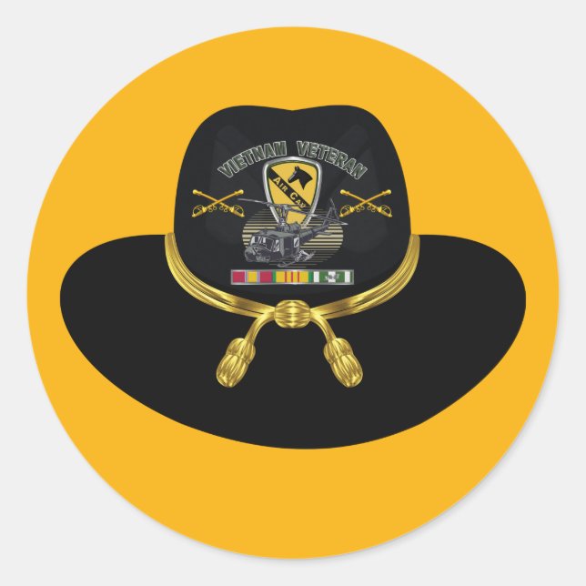 1st Cavalry Division Vietnam Veteran  Classic Round Sticker (Front)