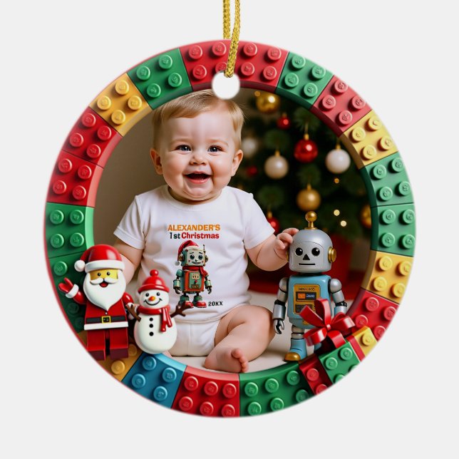 1st Christmas 2 sided, Bright Beginnings Ceramic Ornament (Front)