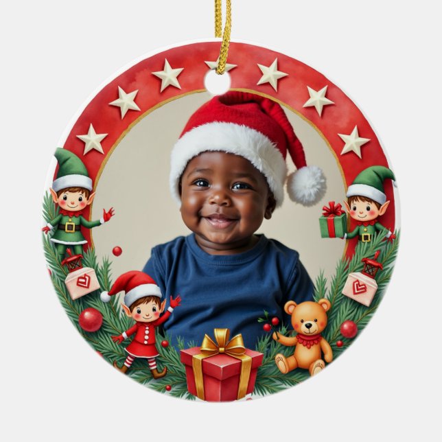 1st Christmas 2 sided,  Ceramic Ornament (Front)