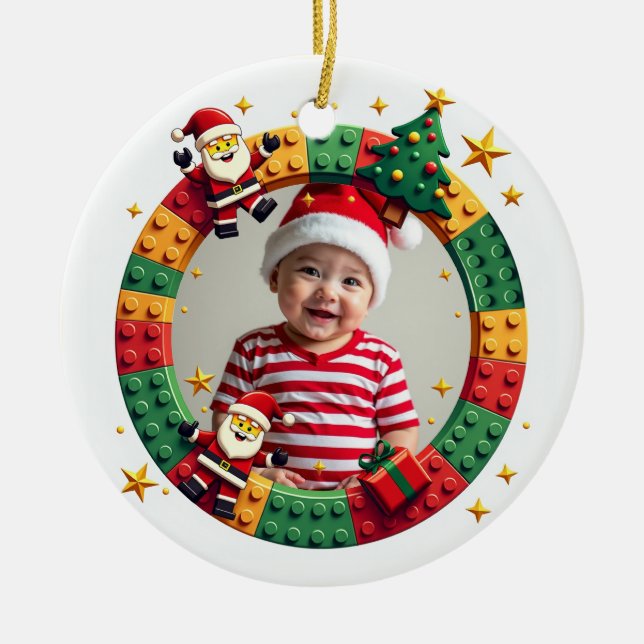 1st Christmas 2 sided Festive Builder Ceramic Ornament (Front)