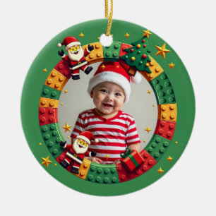 1st Christmas 2 sided Festive Builder green Ceramic Ornament