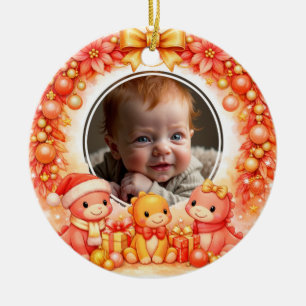 1st Christmas 2 sided The Jolly‑Rex Photo Surprise Ceramic Ornament