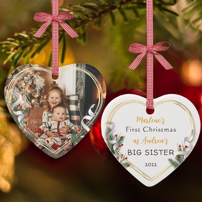 1st Christmas As Big Sister Gold Frame Photo   Ornament (Creator Uploaded)