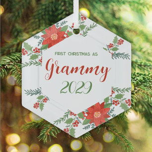 1st Christmas as Grammy Glass Ornament