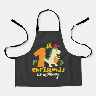1st Christmas As Mommy Xmas Cute Dinosaur Apron