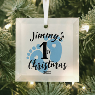 1st Christmas Baby Footprint Personalized Ornament