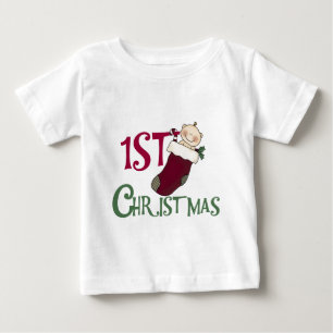 1st Christmas-Baby in Stocking Baby T-Shirt