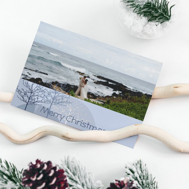 1st Christmas Blue Holiday Tree or Anyone Photo Card (Creator Uploaded)