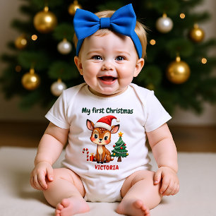 🎄1st Christmas, custom text, ReinDEERly Beloved Baby Bodysuit