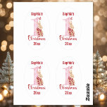 1st Christmas Cute Bunny Baby Girl Number One Oval Sticker<br><div class="desc">1st Christmas Oval Stickers for a baby girl with a cute winter bunny and big pink number one. Easily personalize the text. - Kate Eden Art</div>