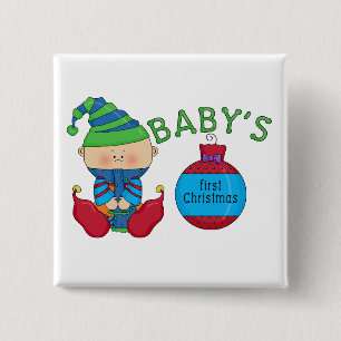 1st Christmas Elf Tshirts and Gifts 2 Inch Square Button