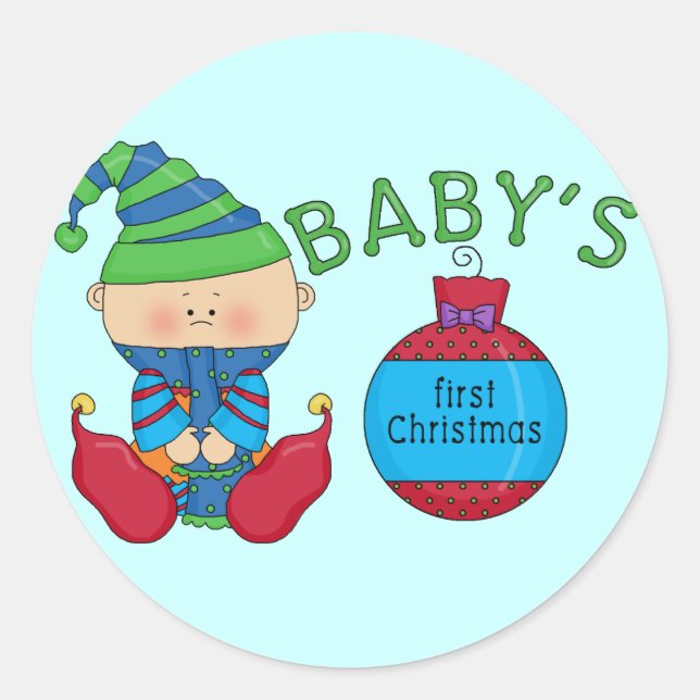 1st Christmas Elf Tshirts and Gifts Classic Round Sticker (Front)