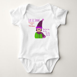 1st Christmas Girl Purple Hat Let it Snow Baby Bodysuit